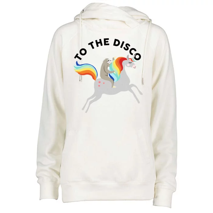 To The Disco Funny Sloth Unicorn Womens Funnel Neck Pullover Hood