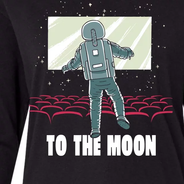 To The Moon Astronaut Movie Theatre Womens Cotton Relaxed Long Sleeve T-Shirt