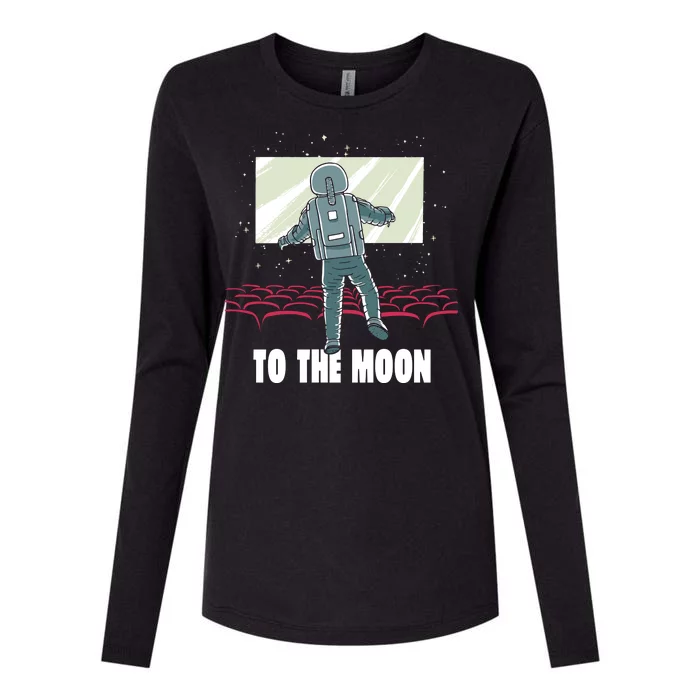 To The Moon Astronaut Movie Theatre Womens Cotton Relaxed Long Sleeve T-Shirt