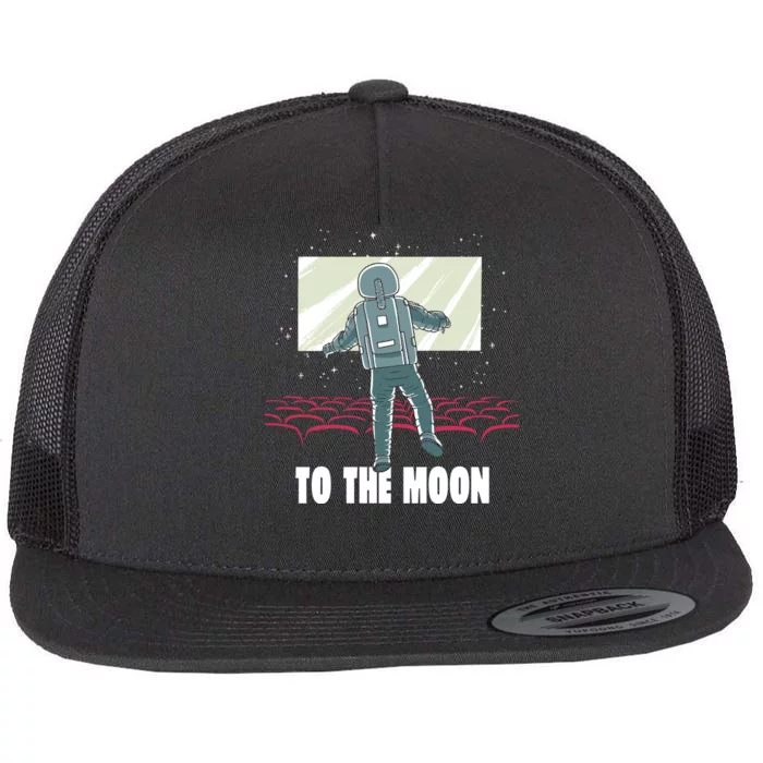 To The Moon Astronaut Movie Theatre Flat Bill Trucker Hat