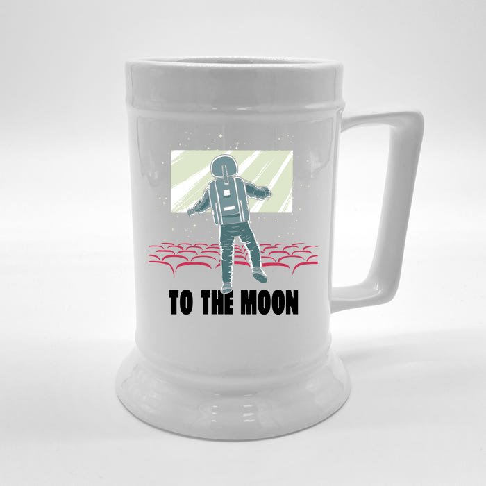 To The Moon Astronaut Movie Theatre Front & Back Beer Stein