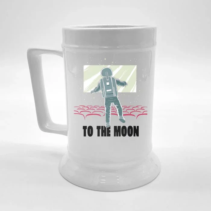 To The Moon Astronaut Movie Theatre Front & Back Beer Stein