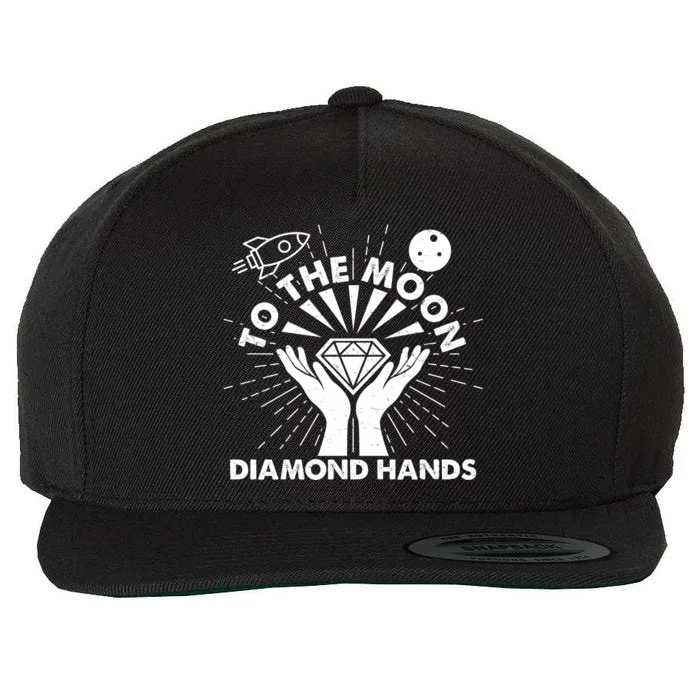 To The Moon Diamond Hands Crypto Currency Wool Snapback Cap