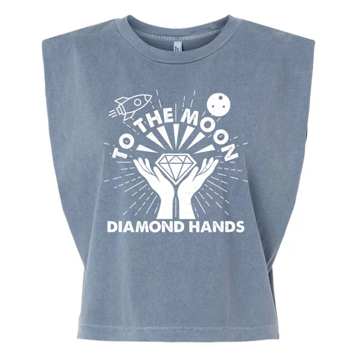 To The Moon Diamond Hands Crypto Currency Garment-Dyed Women's Muscle Tee