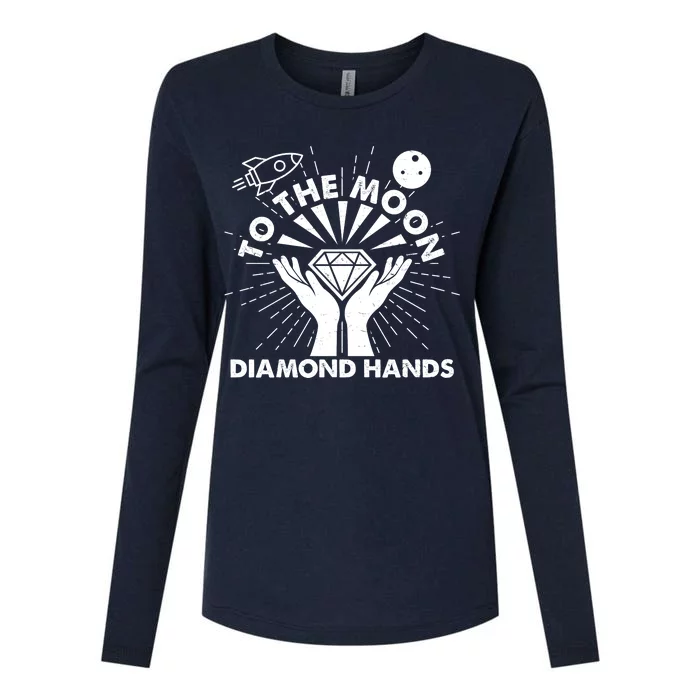 To The Moon Diamond Hands Crypto Currency Womens Cotton Relaxed Long Sleeve T-Shirt