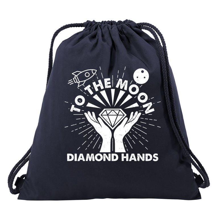 To The Moon Diamond Hands Crypto Currency Drawstring Bag