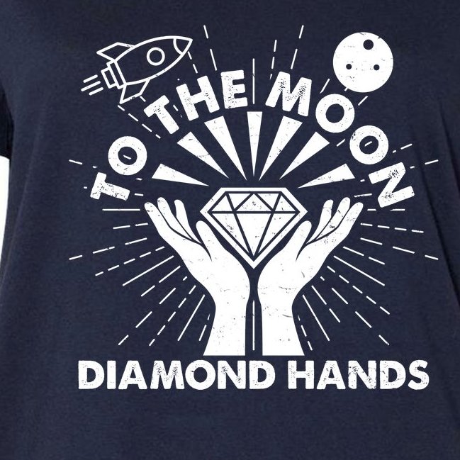 To The Moon Diamond Hands Crypto Currency Women's V-Neck Plus Size T-Shirt