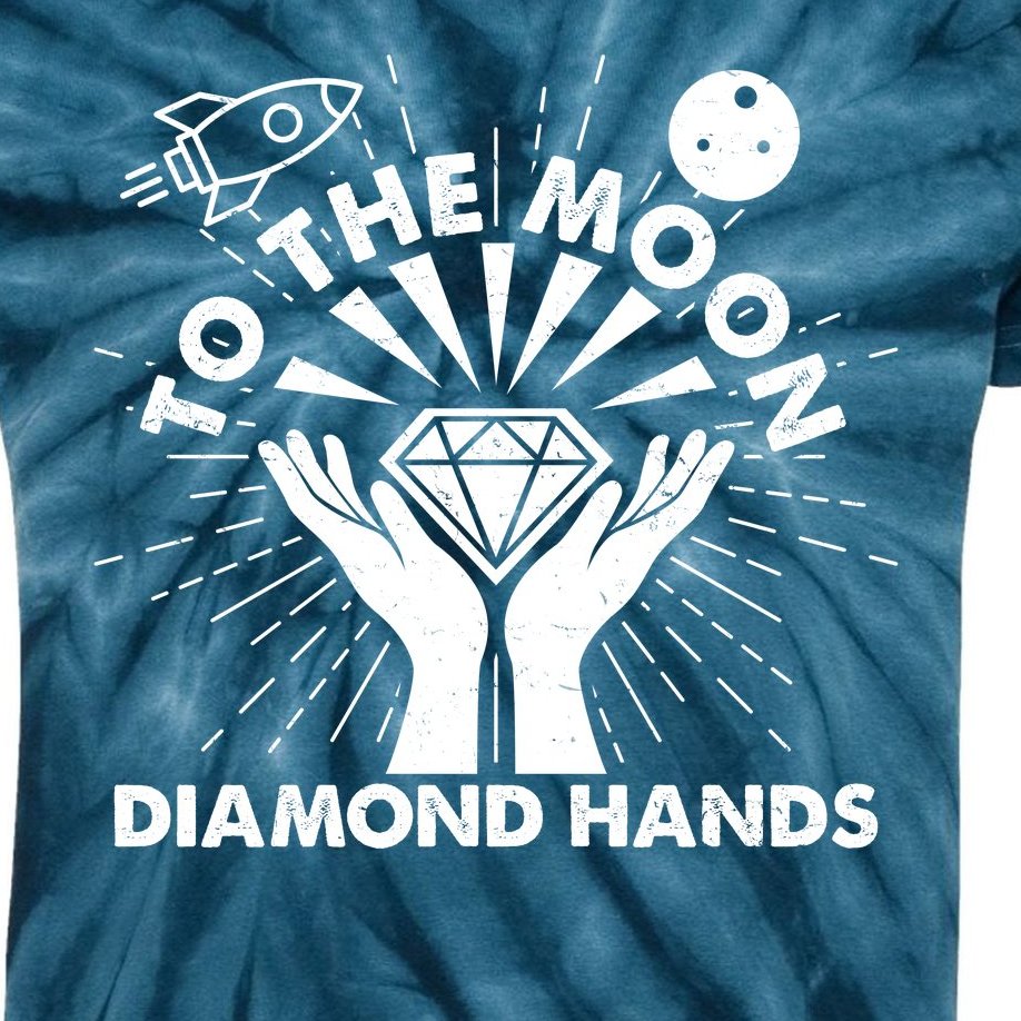 To The Moon Diamond Hands Crypto Currency Kids Tie-Dye T-Shirt