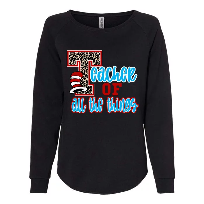 Teacher Of All The Things Teacher Library Book Reading Week Womens California Wash Sweatshirt