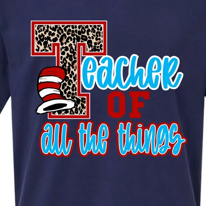 Teacher Of All The Things Teacher Library Book Reading Week Sueded Cloud Jersey T-Shirt