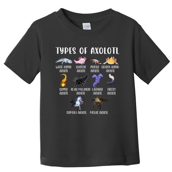 Types of Axolotl Shirt Cute Different Species of Axolotls Toddler T-Shirt