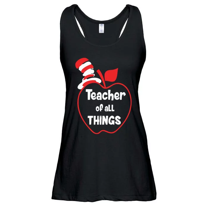 Teacher Of All Things Hat Teacher Life Reading Day Lover Read Across America Ladies Essential Flowy Tank