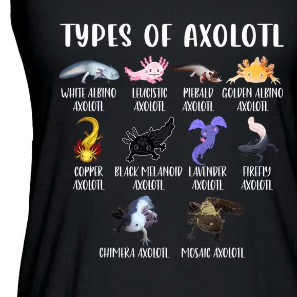 Types Of Axolotl Art Cute Different Species Of Axolotl Ladies Essential Flowy Tank