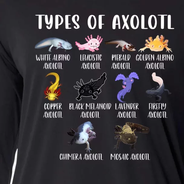 Types Of Axolotl Art Cute Different Species Of Axolotl Cooling Performance Long Sleeve Crew