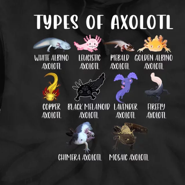 Types Of Axolotl Art Cute Different Species Of Axolotl Tie Dye Hoodie