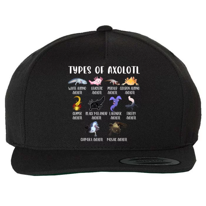 Types Of Axolotl Art Cute Different Species Of Axolotl Wool Snapback Cap