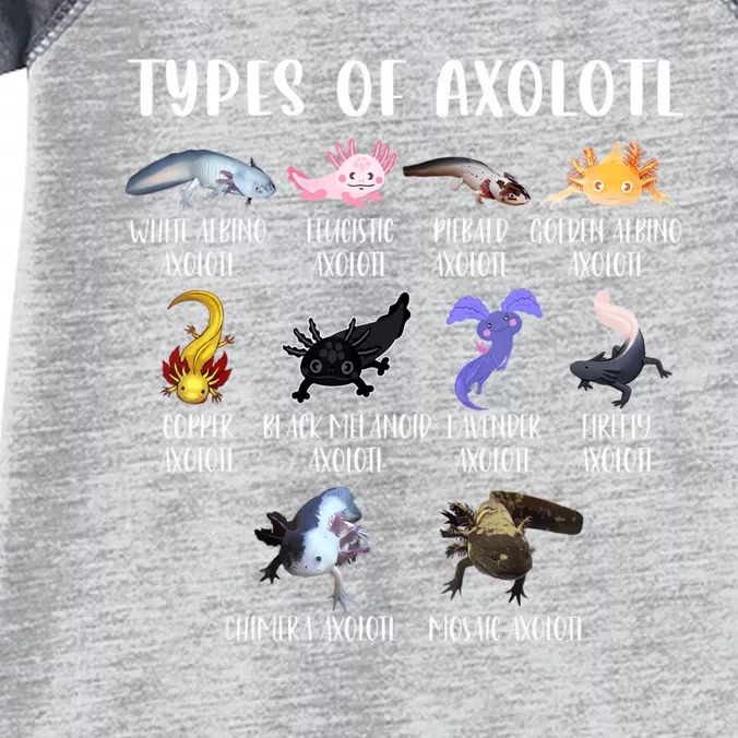 Types Of Axolotl Art Cute Different Species Of Axolotl Infant Baby Jersey Bodysuit