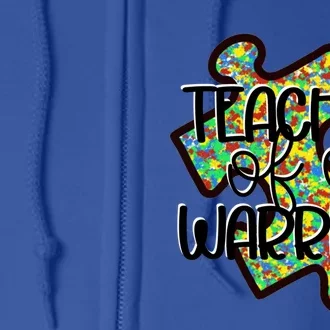 Teacher Of A Warrior Autism Awareness Acceptance Gift Full Zip Hoodie