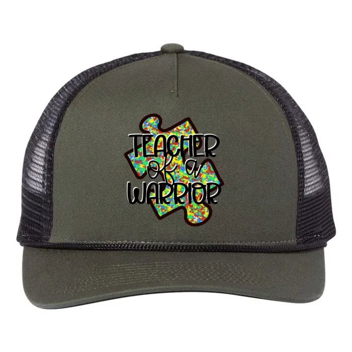 Teacher Of A Warrior Autism Awareness Acceptance Gift Retro Rope Trucker Hat Cap