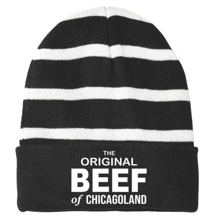 The Original Beef Of Chicago Land Striped Beanie with Solid Band