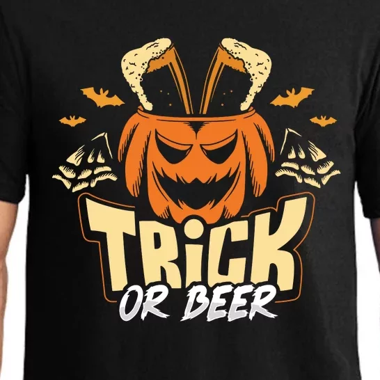 Trick Or Beer Funny Drinking Halloween Sweatshirt Pajama Set