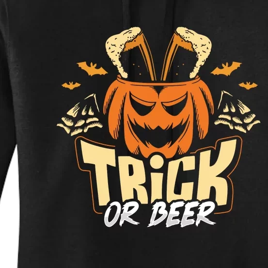 Trick Or Beer Funny Drinking Halloween Sweatshirt Women's Pullover Hoodie