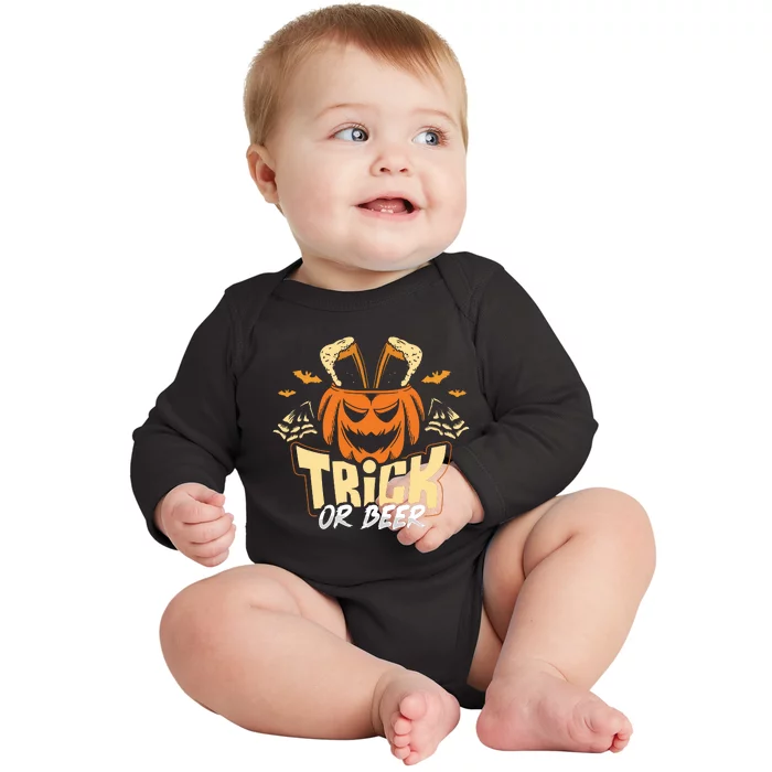 Trick Or Beer Funny Drinking Halloween Sweatshirt Baby Long Sleeve Bodysuit