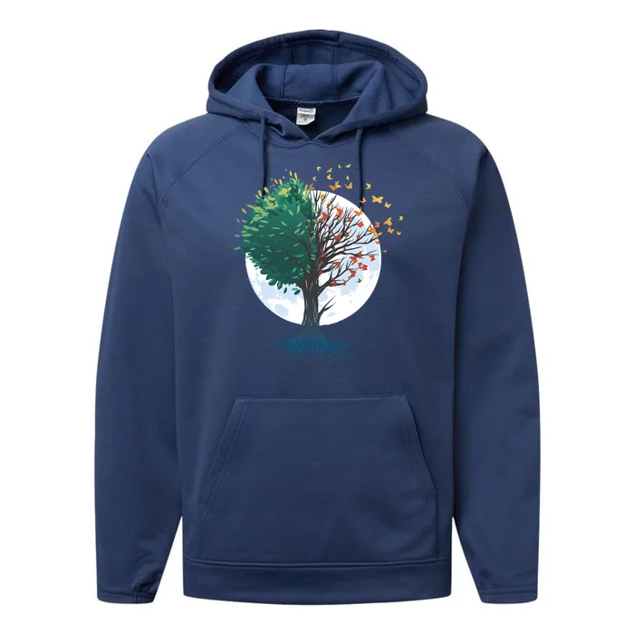 Tree Of Butterflies Performance Fleece Hoodie