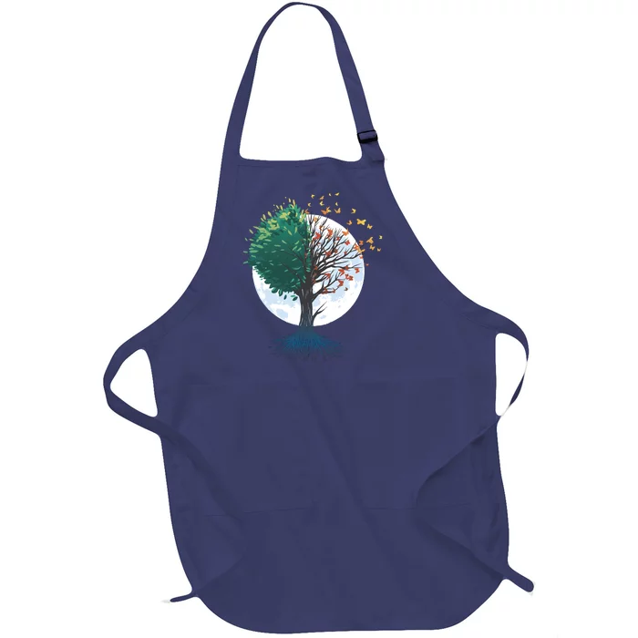 Tree Of Butterflies Full-Length Apron With Pocket