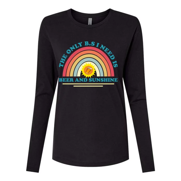 The Only BS I Need Is Beer And Sunshine Boho Rainbow Womens Cotton Relaxed Long Sleeve T-Shirt