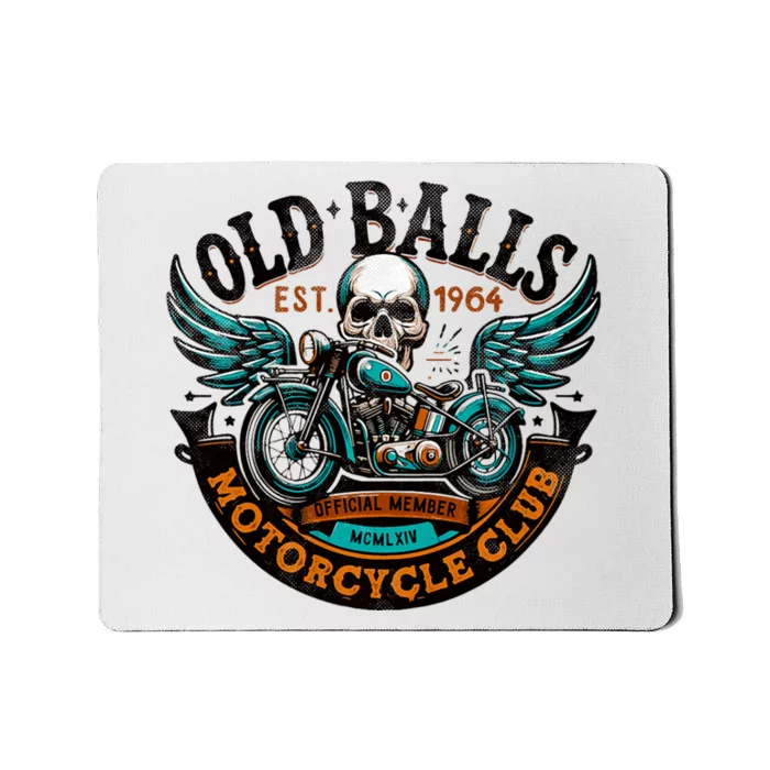 The Old Balls Club Vintage Motorcycle Birthday 60th Birthday Mousepad