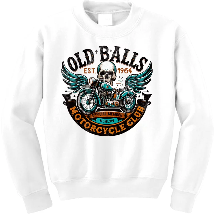 The Old Balls Club Vintage Motorcycle Birthday 60th Birthday Kids Sweatshirt