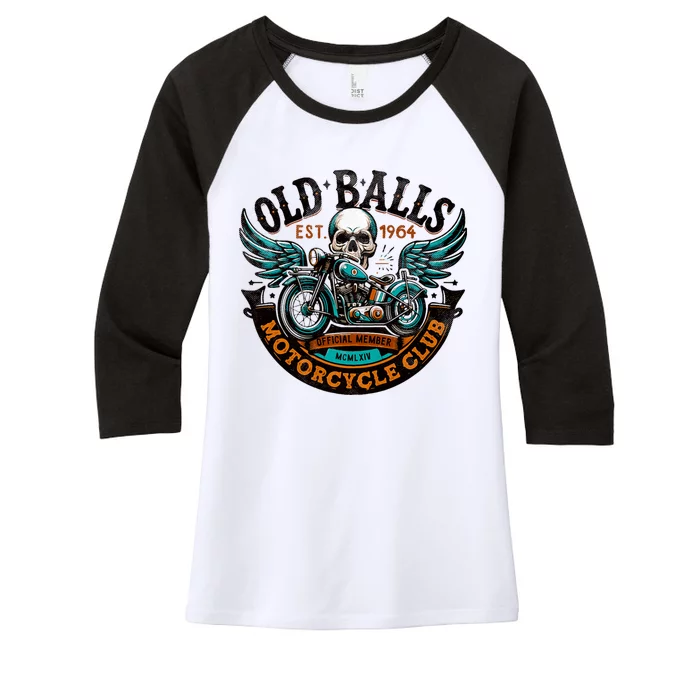 The Old Balls Club Vintage Motorcycle Birthday 60th Birthday Women's Tri-Blend 3/4-Sleeve Raglan Shirt