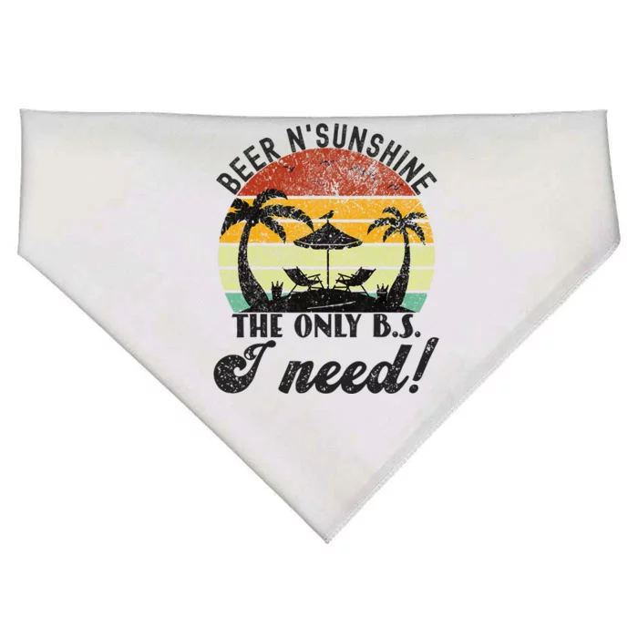 The Only BS I Need Is Beers and Sunshine Retro Beach USA-Made Doggie Bandana