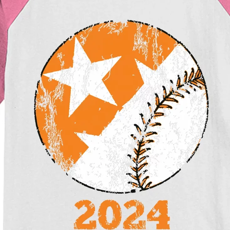 Tennessee Omaha Bound Knoxville Baseball Fan 2024 Champion Kids Colorblock Raglan Jersey