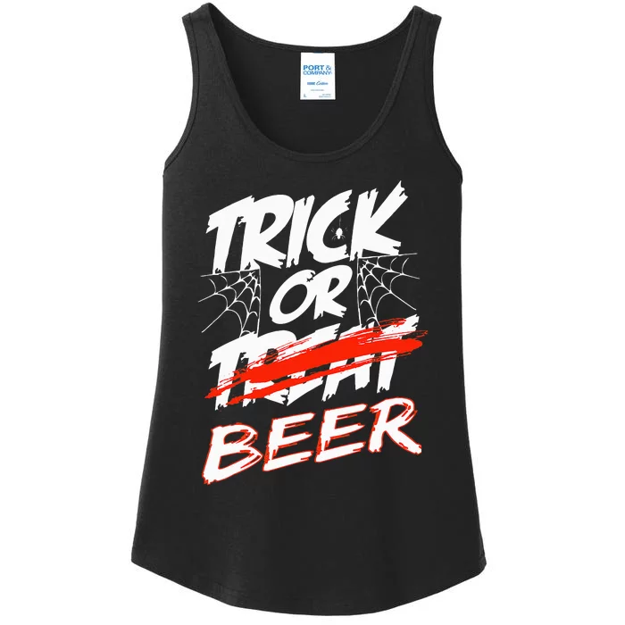 Trick Or Beer Trick Or Treating Halloween Beer Drinkers Ladies Essential Tank