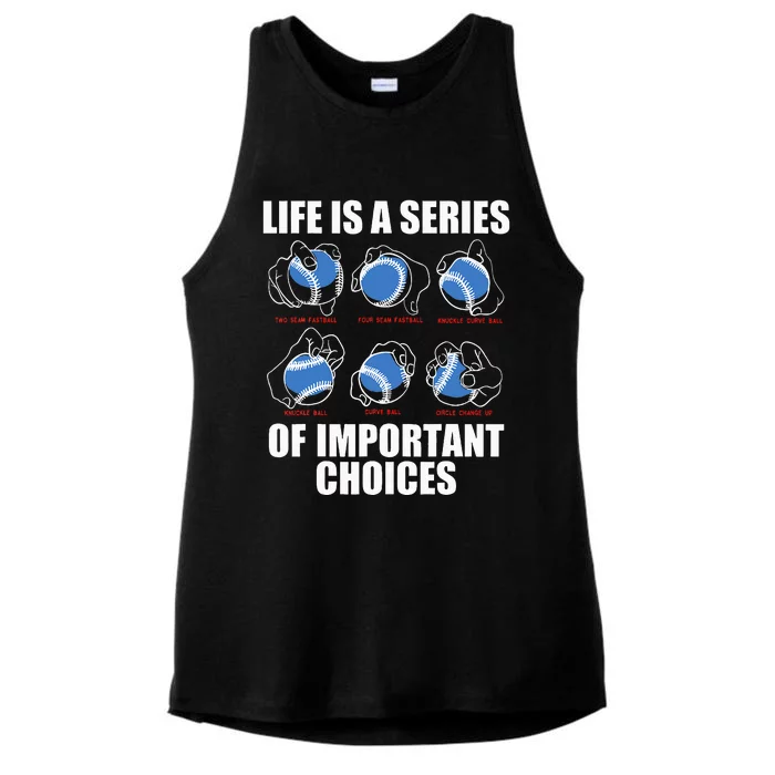 Types of Baseball Pitches Life Choices Pitcher Player Gift Ladies Tri-Blend Wicking Tank