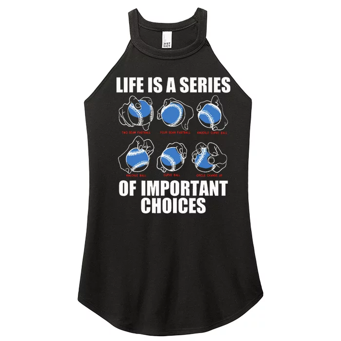 Types of Baseball Pitches Life Choices Pitcher Player Gift Women’s Perfect Tri Rocker Tank