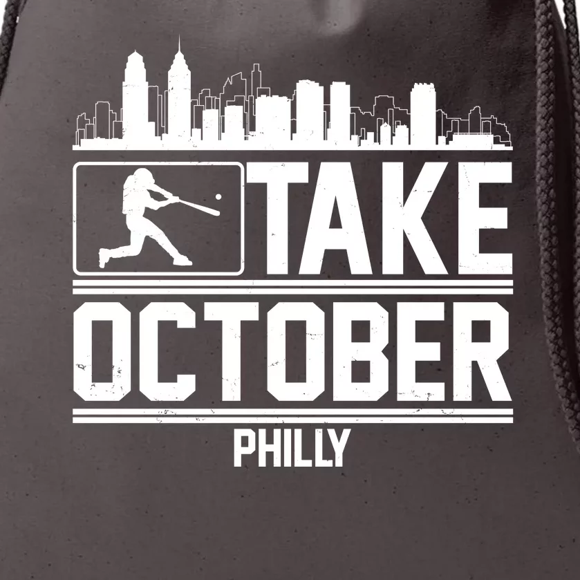 Take October Baseball Fan Philadelphia Skyline Drawstring Bag