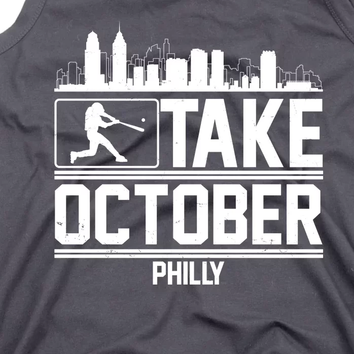 Take October Baseball Fan Philadelphia Skyline Tank Top