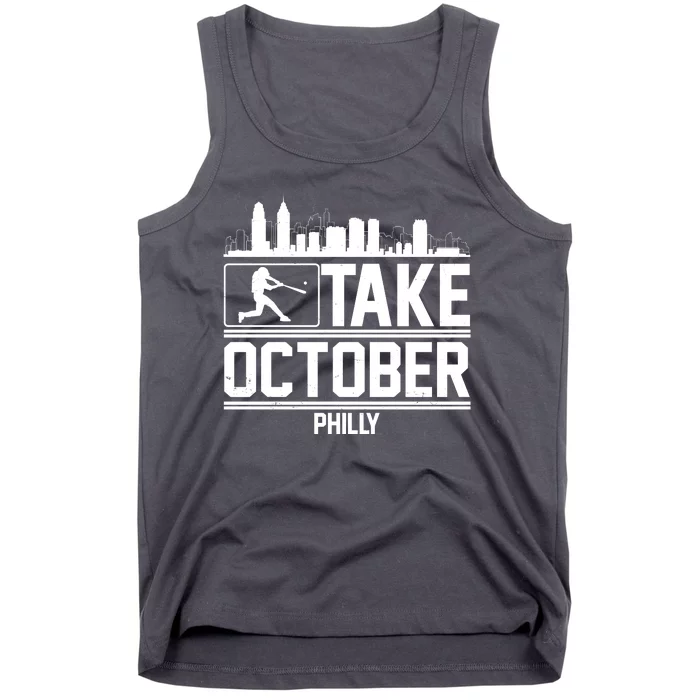 Take October Baseball Fan Philadelphia Skyline Tank Top