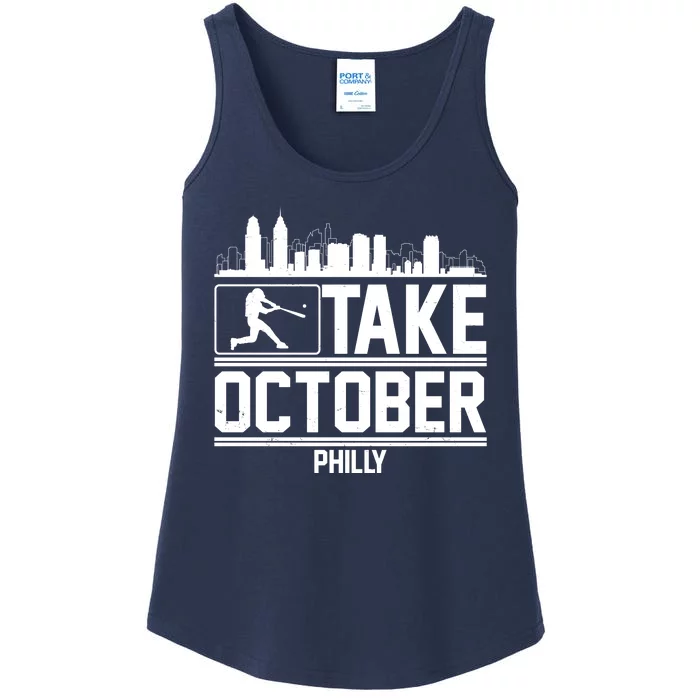 Take October Baseball Fan Philadelphia Skyline Ladies Essential Tank