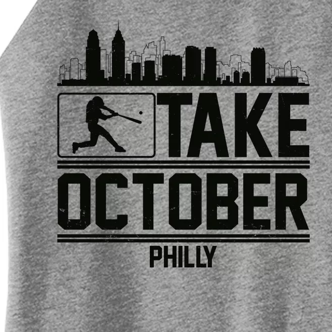 Take October Baseball Fan Philadelphia Skyline Women’s Perfect Tri Rocker Tank