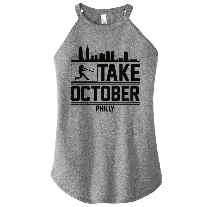 Take October Baseball Fan Philadelphia Skyline Women’s Perfect Tri Rocker Tank