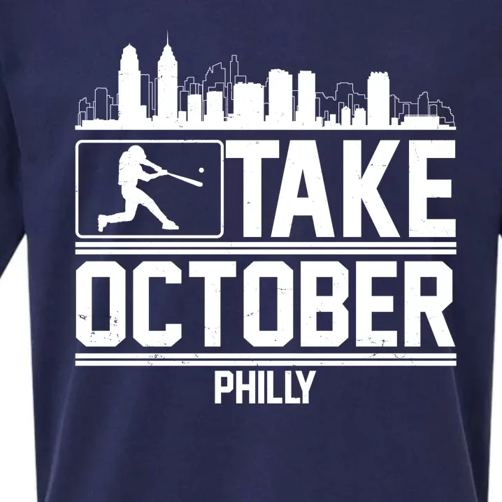 Take October Baseball Fan Philadelphia Skyline Sueded Cloud Jersey T-Shirt