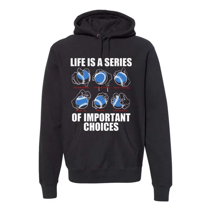 Types of Baseball Pitches Life Choices Pitcher Player Gift Premium Hoodie