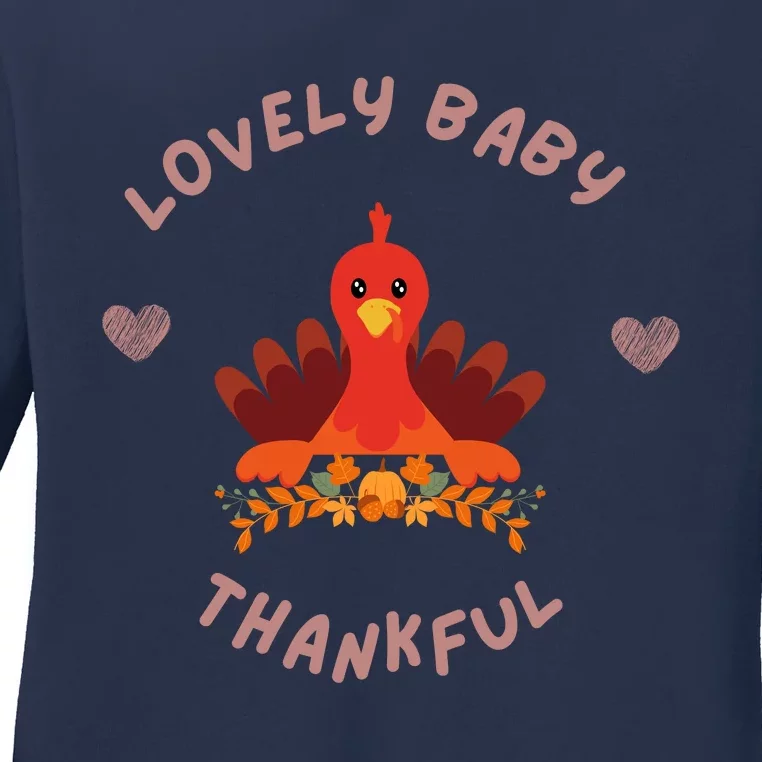 Thanksgiving Onepiece . Baby Thanksgiving . Turkey Day . Thanksgiving Creeper Ladies Long Sleeve Shirt