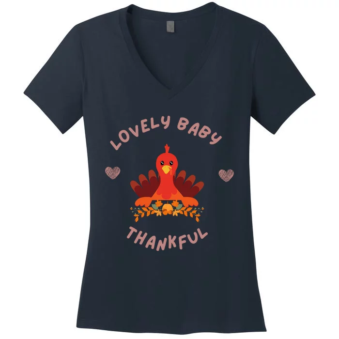 Thanksgiving Onepiece . Baby Thanksgiving . Turkey Day . Thanksgiving Creeper Women's V-Neck T-Shirt