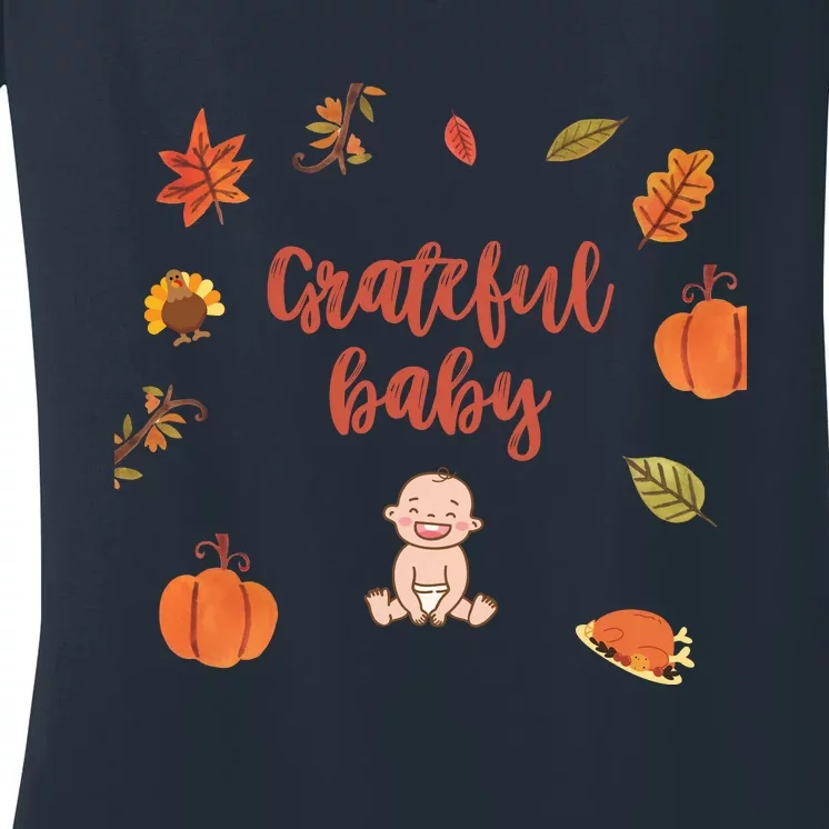 Thanksgiving Onepiece . Baby Thanksgiving . Turkey Day . Thanksgiving Creeper Women's V-Neck T-Shirt