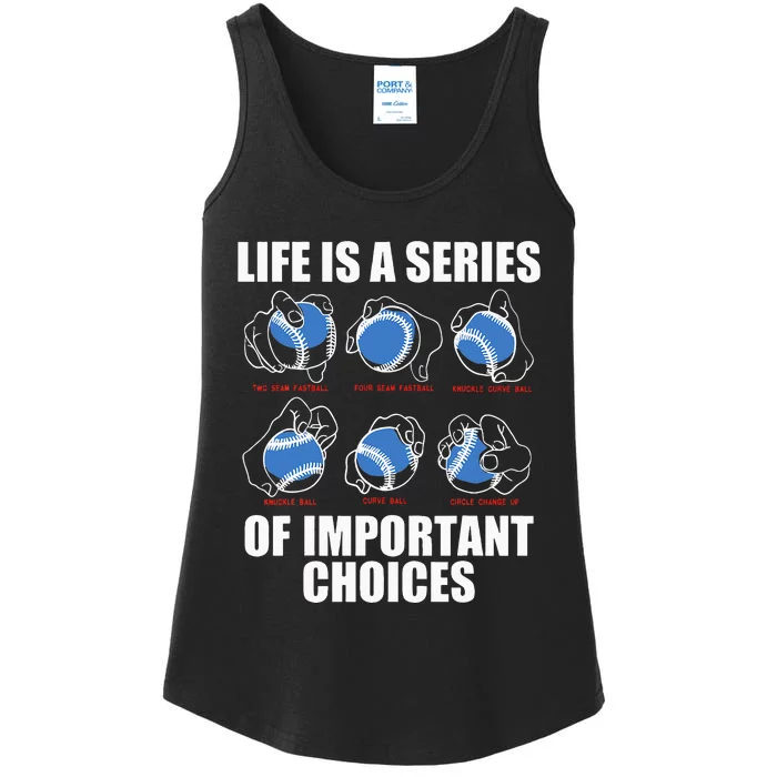 Types Of Baseball Pitches Life Choices Pitcher Player Gift Ladies Essential Tank